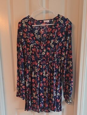 Pink Lily Navy Floral Long Sleeve Dress